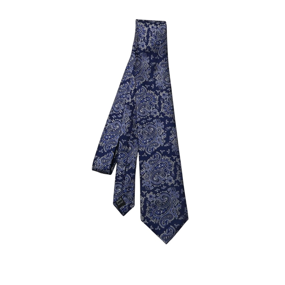 Ike Behar Tie Mens One Size Blue Paisley 100% Silk Jacquard Classic Necktie